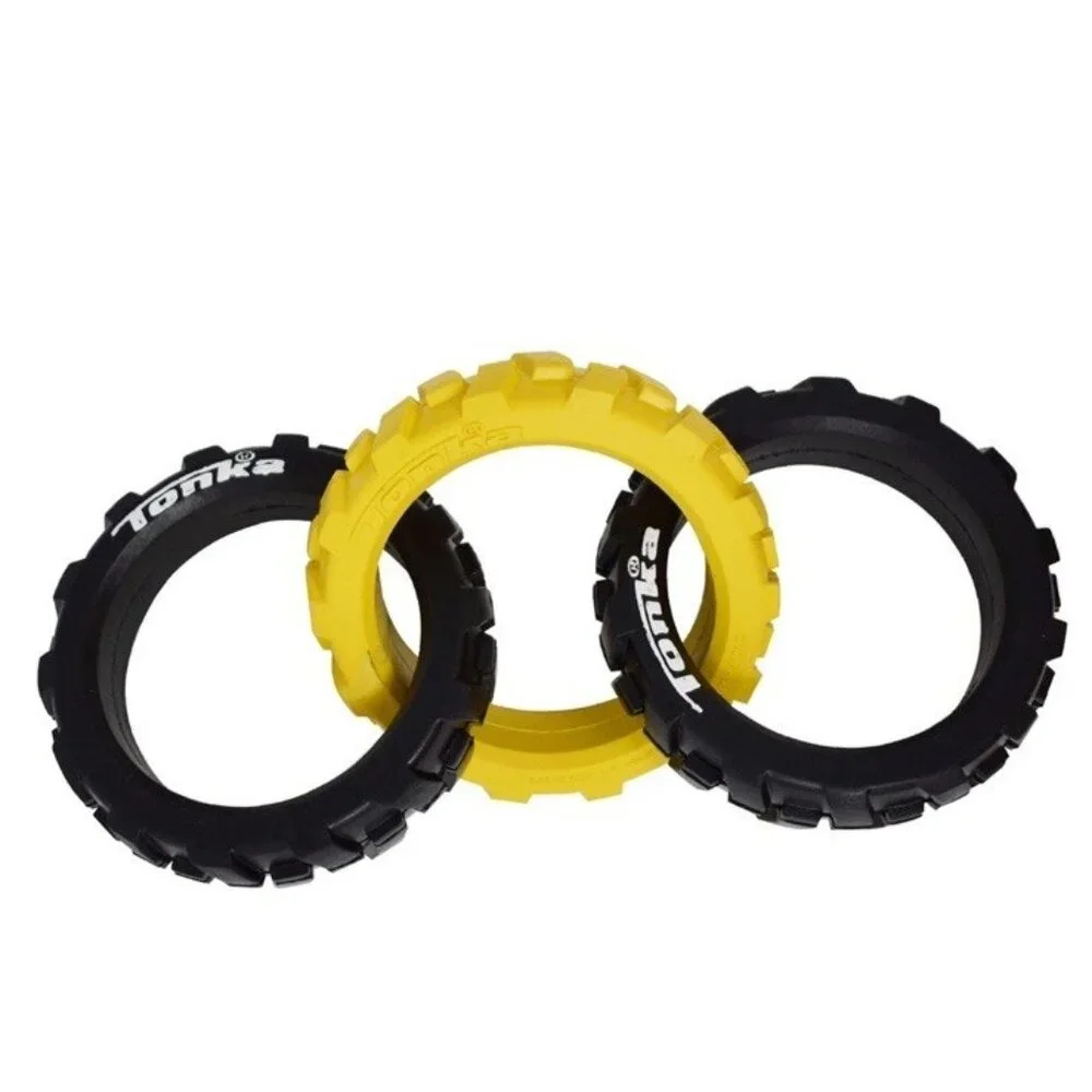 Tonka 3-Ring Rubber Outdoor Black & Yellow Playtime Dog Lover Tug Toy